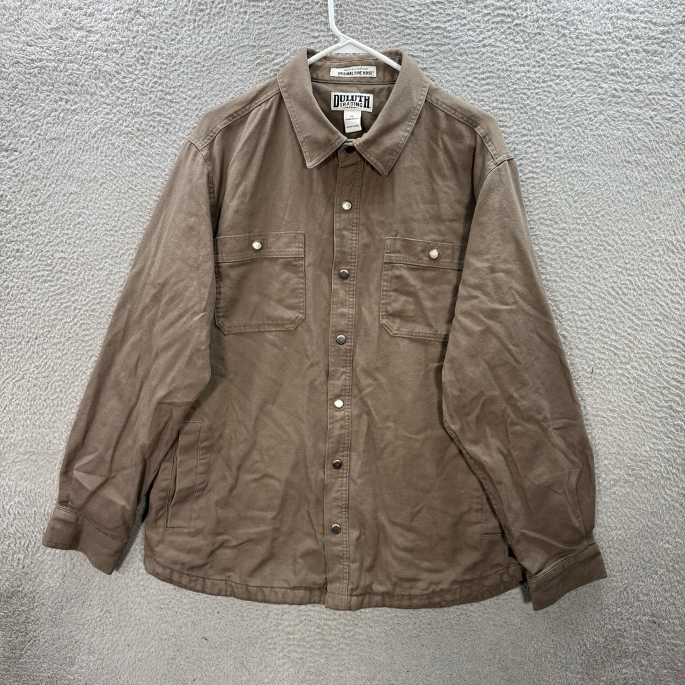 Duluth Jacket Adult XL Green Canvas Original Fire Hose Flannel Lined Shacket